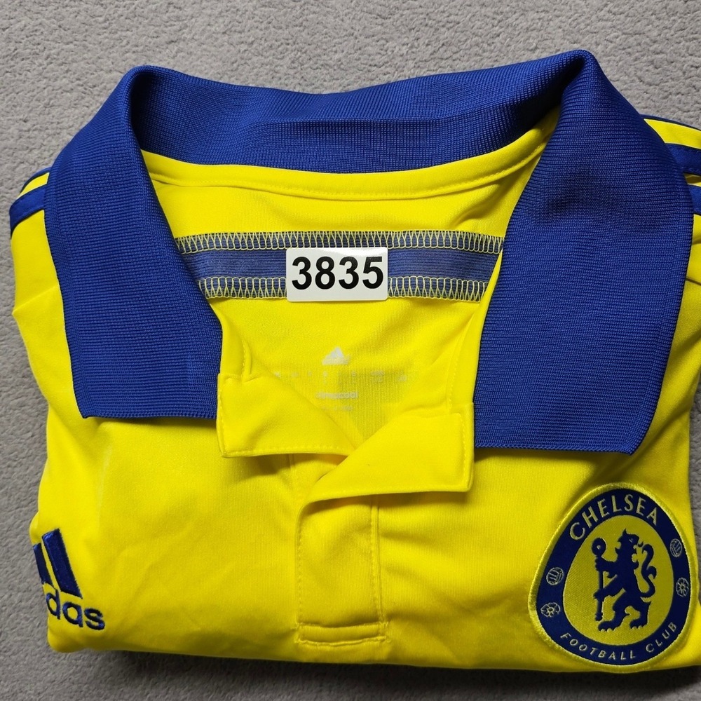 Chelsea 2014-15 Away FC Eden Hazard Jersey Men L Yellow Adidas Samsung Climacool - Picture 10 of 11